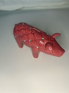 IMAX Corp Abilene Pink Quilted Rhinestone Ceramic Piggy Bank